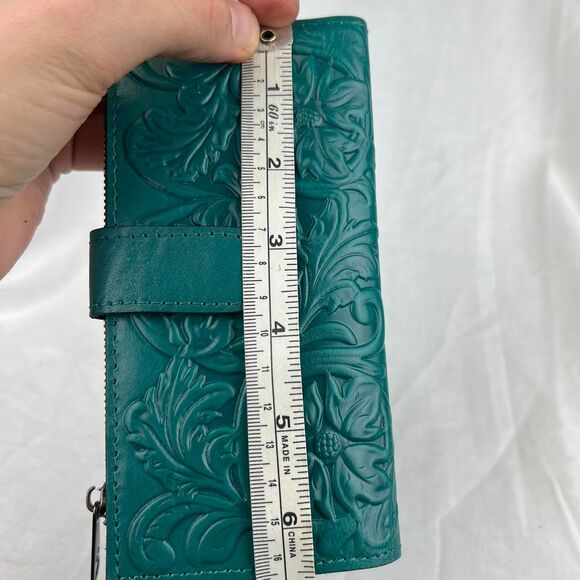 Patricia Nash Nazari Bifold Leather Wallet Blue Coral - Picture 6 of 7